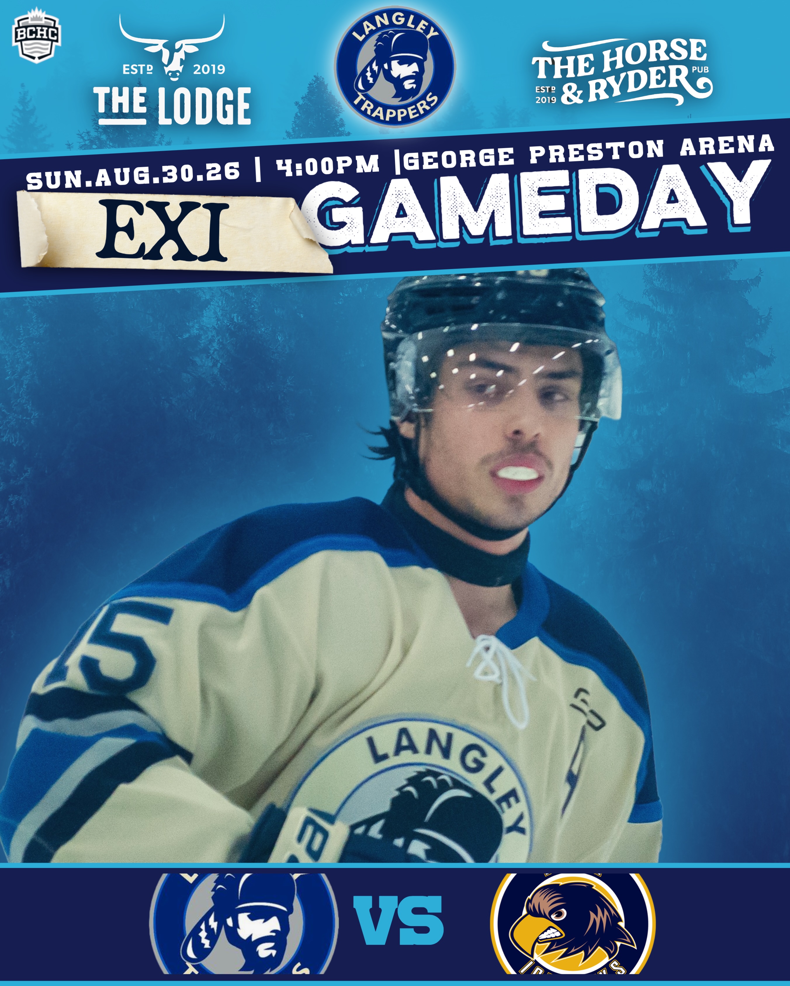 It’s a Langley Trappers game day!🚨🚨

The Trappers host the Delta Ice Hawks at George Preston Arena at 4:00pm in game 4 of 7 exhibitions. 

Next home game is Wednesday September 2nd versus Coastal Tsunami.

Go TRAPPERS Go! 

#rolltrapps #defendthefort trapphouse