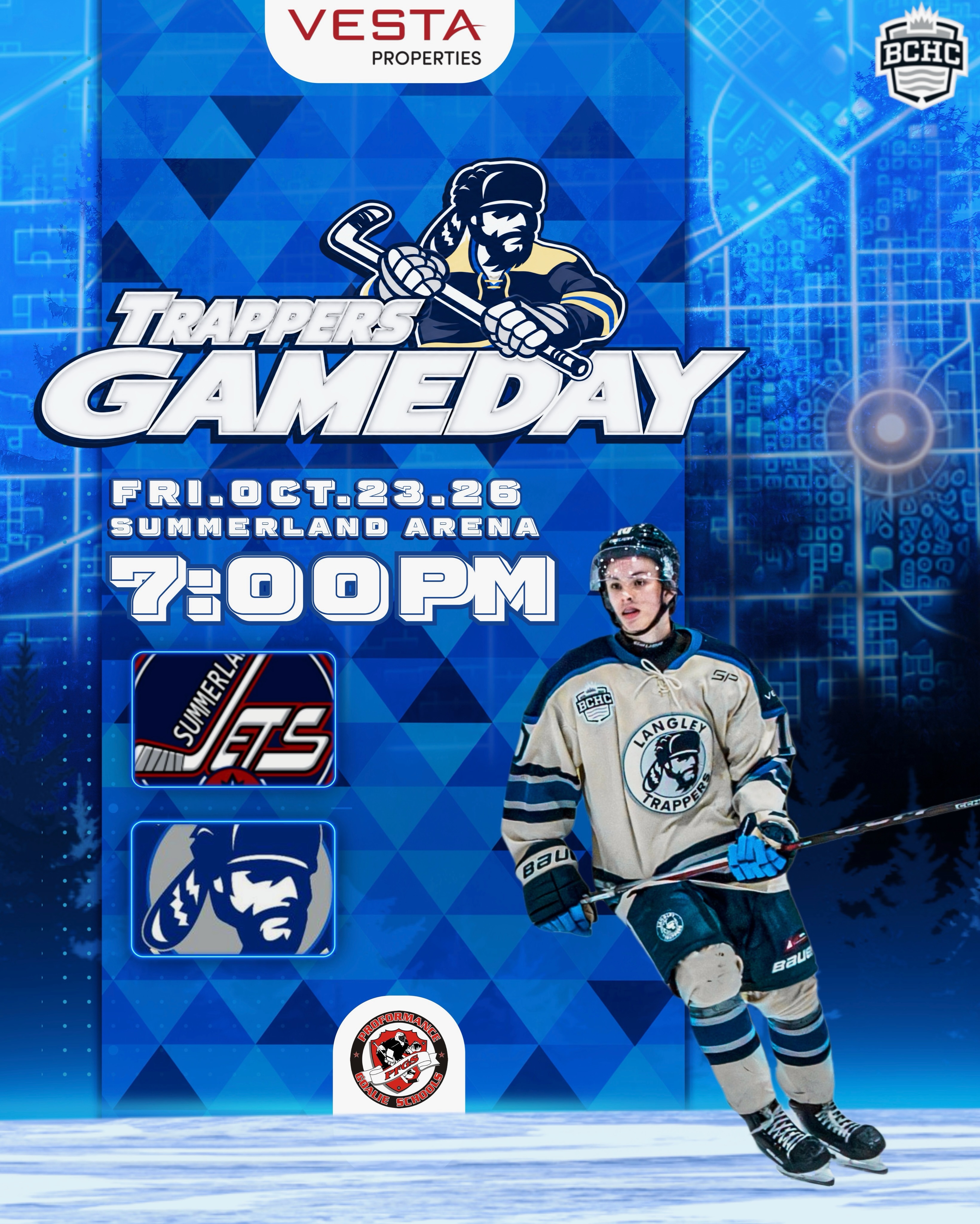 Langley Trappers Game Day versus the Summerland Jets! 

Tonight’s game is a historic one as the Trappers play the Jets for the first time and is also the Trappers first ever game in the Okanagan 

📍 Summerland Arena
📺 @flohockey 
🎟️ @ the door 
🕕 7:00pm 

Go TRAPPERS Go! 

#rolltrapps #trapphouse #defendthefort #adifferentjet