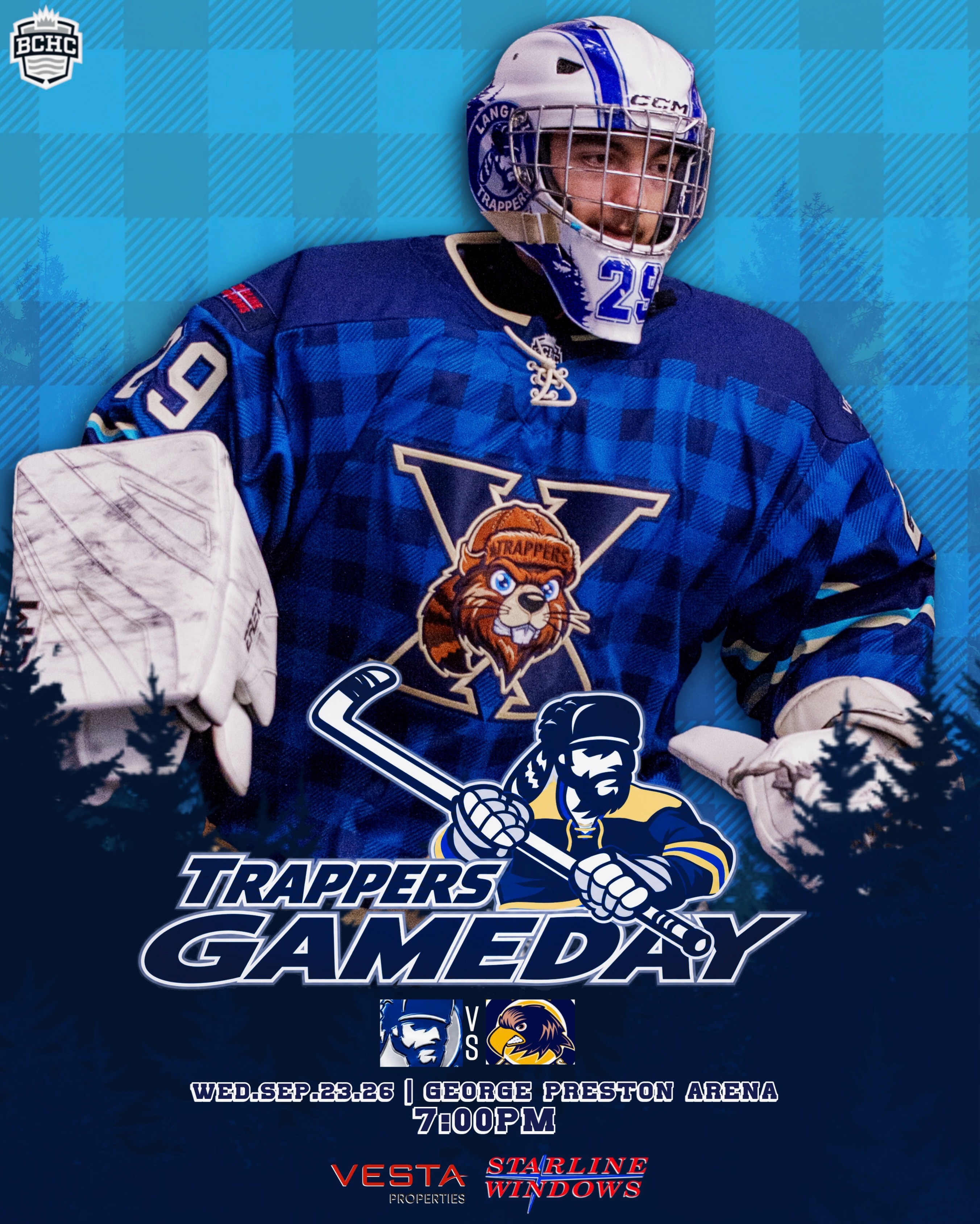 The Langley Trappers return to the Lodge to host the Ice Hawks! Both teams looking to put two points in the win column. 

🕕7:05pm
📍George Preston Arena 
🎟️ @showpassevents 
 
Go TRAPPERS Go! 

#defendtgefort #rolltrapps #trapphouse